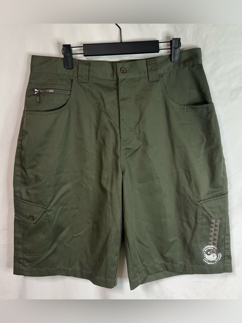 Vintage 90s T&C Surf Designs Canvas Cargo Shorts Mens Medium Green SAMPLE